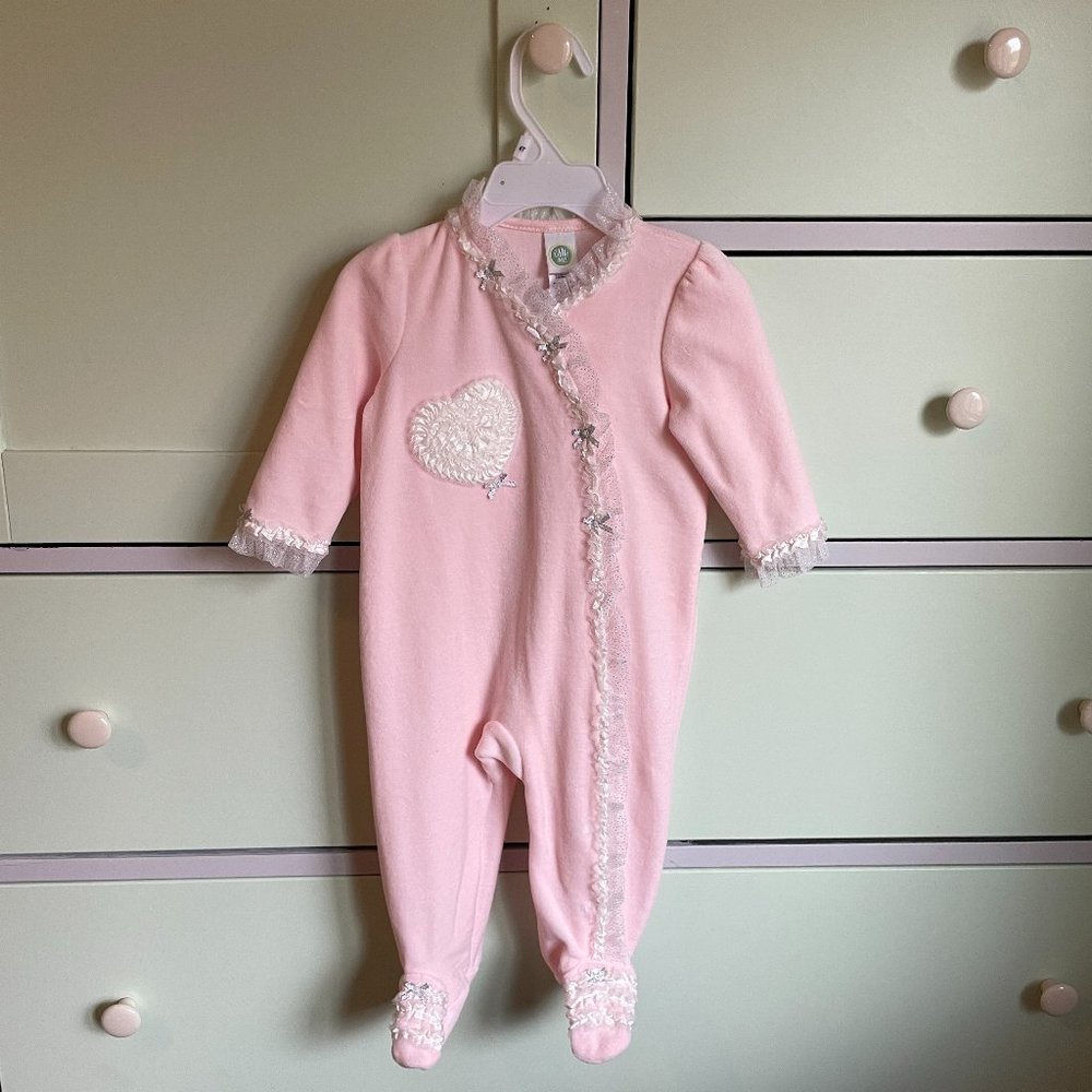 NEW without Tag LITTLE ME Little Girls Footed One-Piece, Pink, 9M